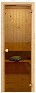 Дверь для сауны DoorWood (ДорВуд) "Бронза" 1900х700, 6мм, 2 петли, коробка хвоя